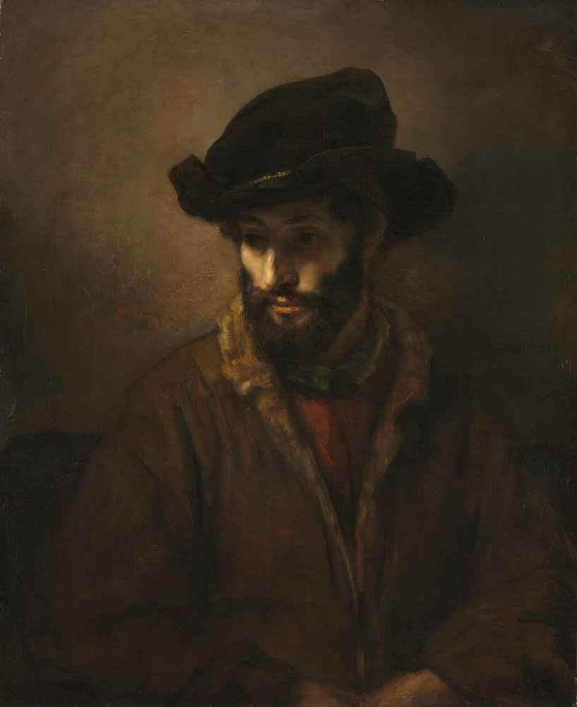 A Bearded Man Wearing a Hat - Rembrandt Harmenszoon van Rĳn