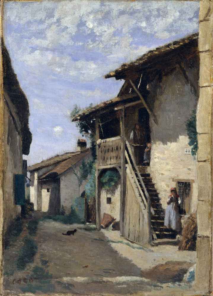 A Village Street - Dardagny - Jean Baptiste Camille Corot