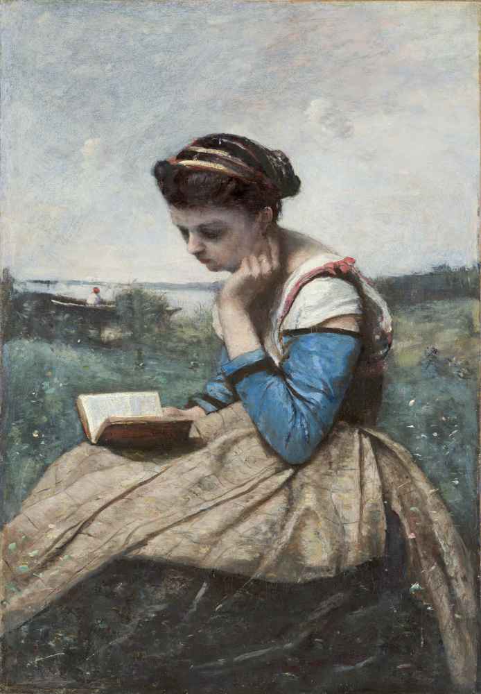 A Woman Reading - Jean Baptiste Camille Corot