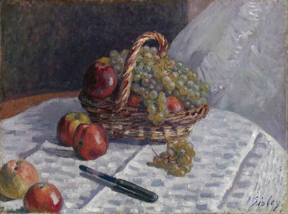 Apples and Grapes in a Basket - Alfred Sisley