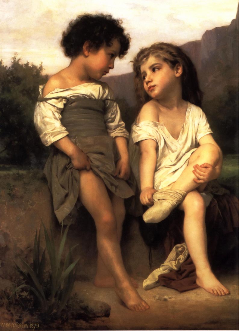At the Edge of the Brook - Bouguereau