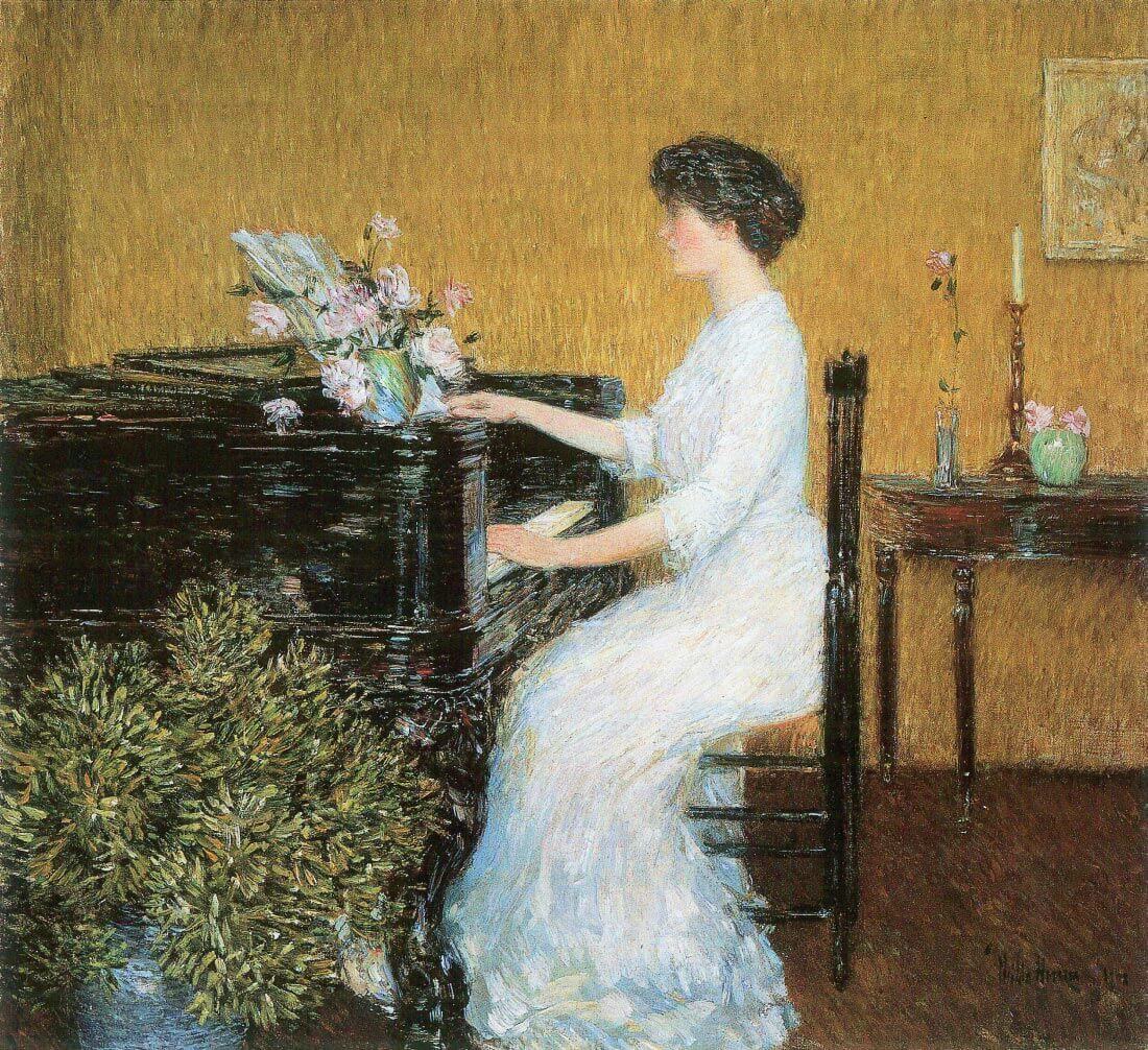 At the piano - Hassam