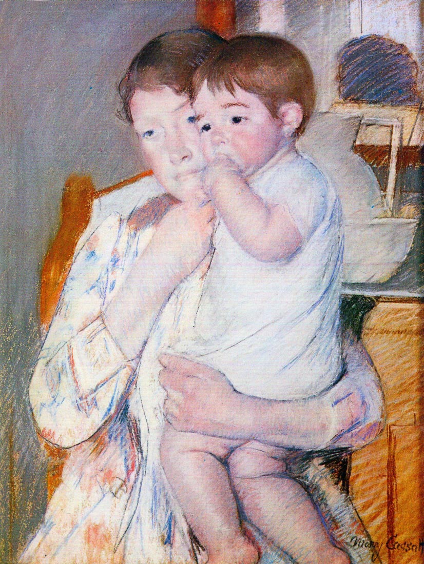 Baby on the arm of the mother - Cassatt