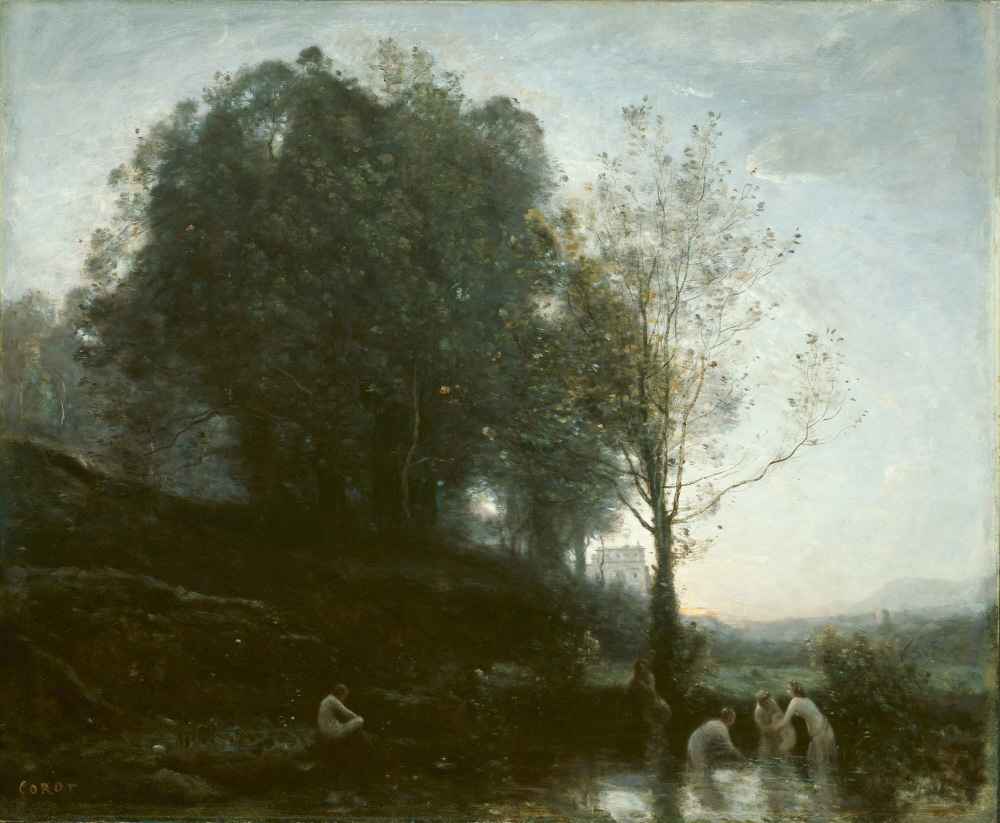 Bathing Nymphs and Child - Jean Baptiste Camille Corot