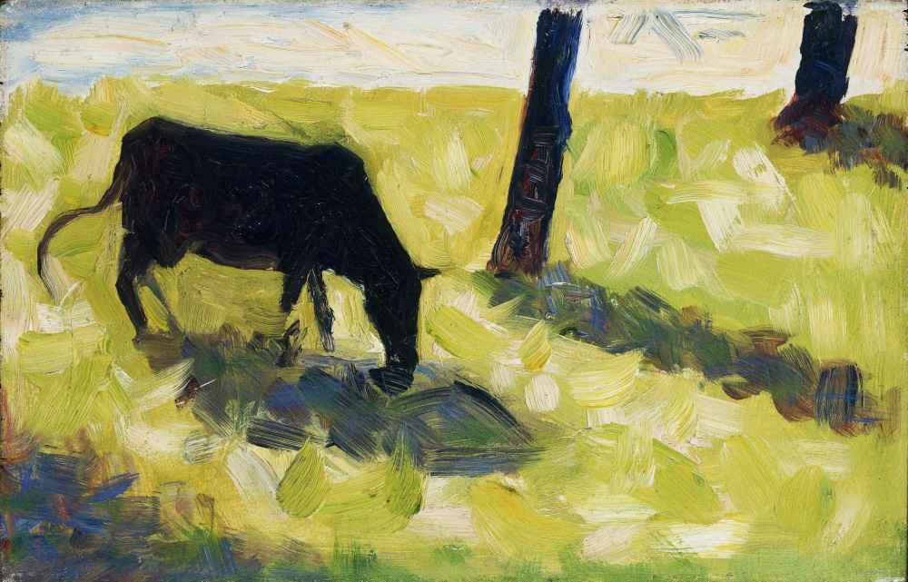 Black Cow in a Meadow - Georges Seurat