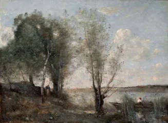 Boatman among the Reeds - Jean Baptiste Camille Corot
