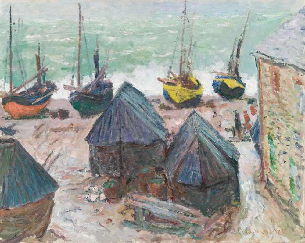 Boats on the Beach at Étretat - Claude Monet