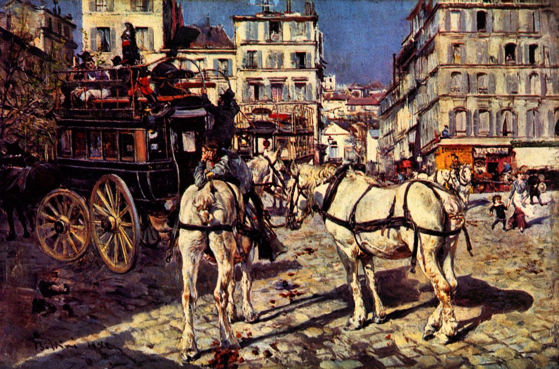 Buses on the Pigalle place in Paris - Giovanni Boldini