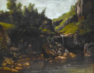 Cascade in a Rocky Landscape - Gustave Courbet