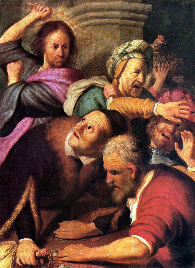 Christ driving the money changers from the temple - Rembrandt