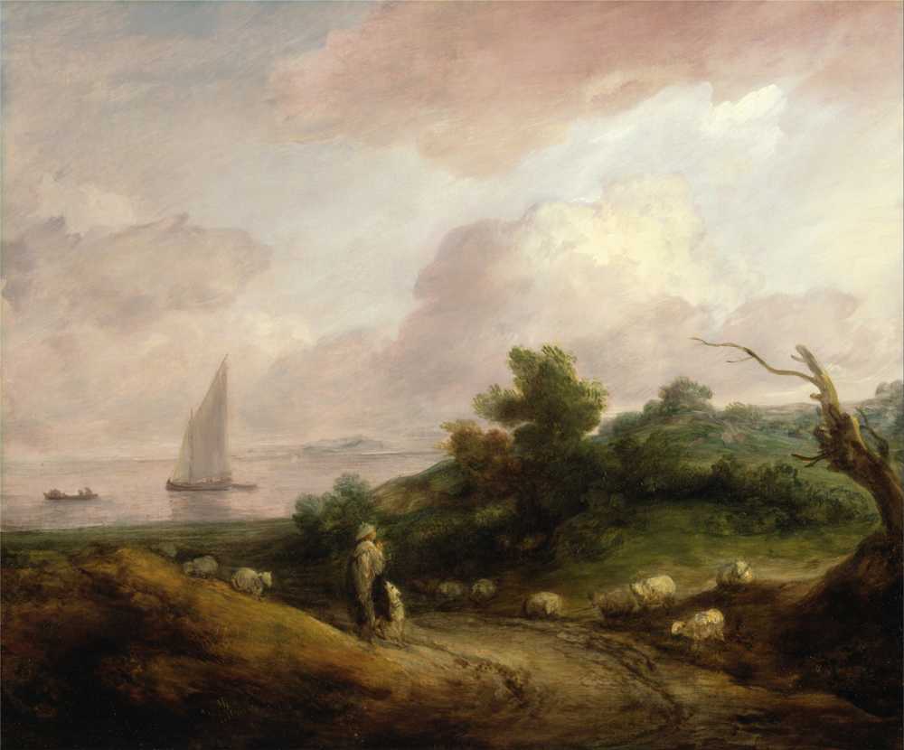 Coastal Landscape with a Shepherd and His Flock - Thomas Gainsborough