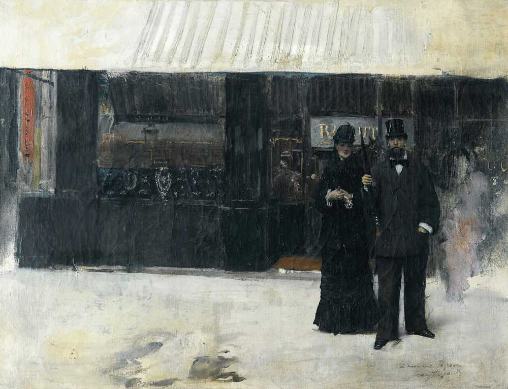 Couple in front of a jewelry store - Jean Beraud