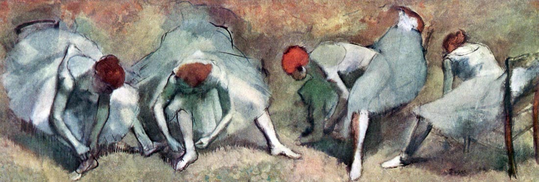Dancers lace their shoes - Degas