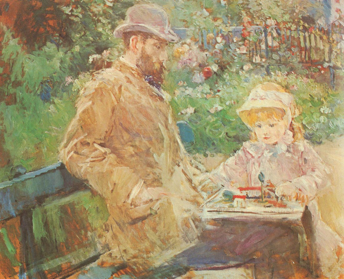 Eugene Manet and his daughter in Bougival - Morisot