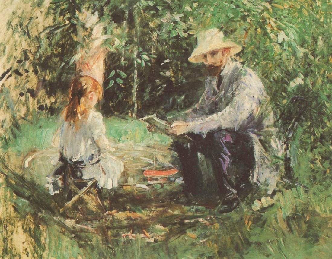 Eugene Manet and his daughter in the garden - Morisot