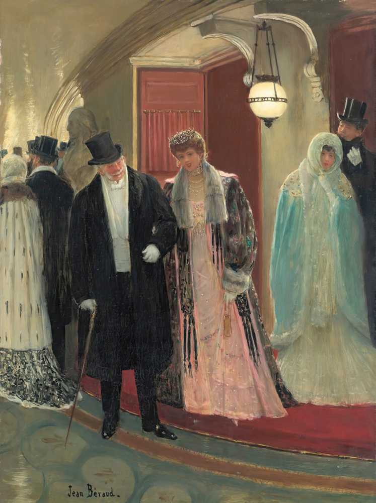 Exit From The Loge Of The Opera - Jean Beraud