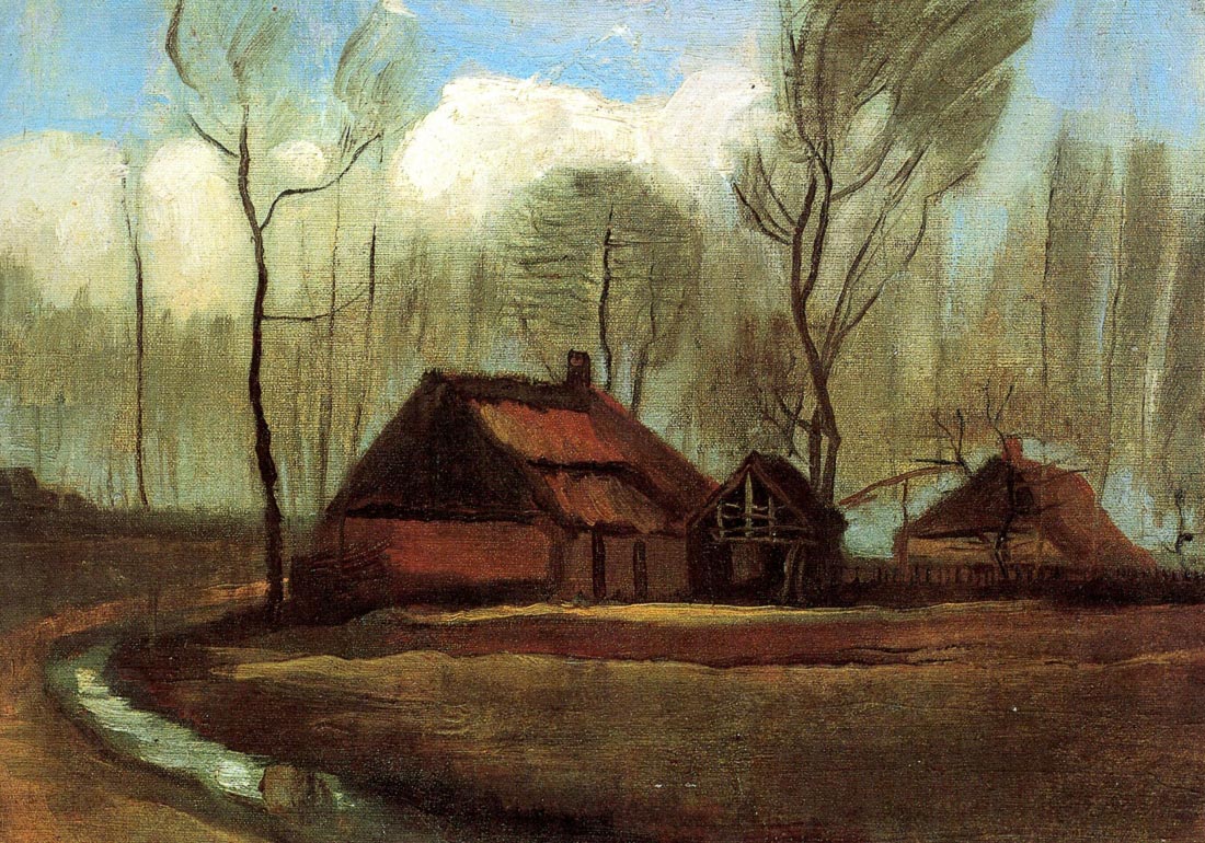 Farmhouses Among Trees - Van Gogh