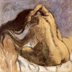Female combing hair - Degas