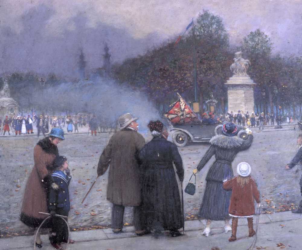 German flag carried to the Invalides (1914) - Jean Beraud