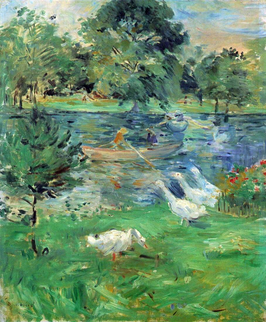 Girls in a boat with geese - Morisot