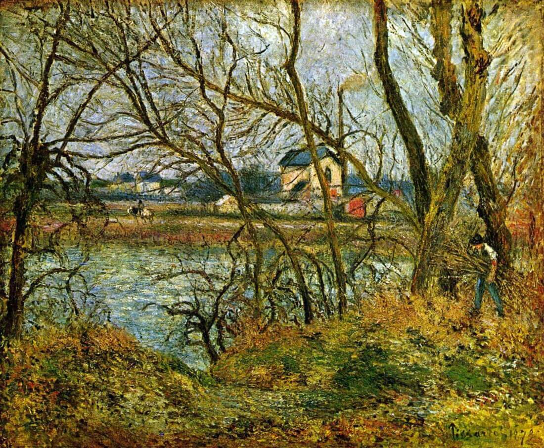 Grey day on the banks of the Oise at Pontoise - Pissarro