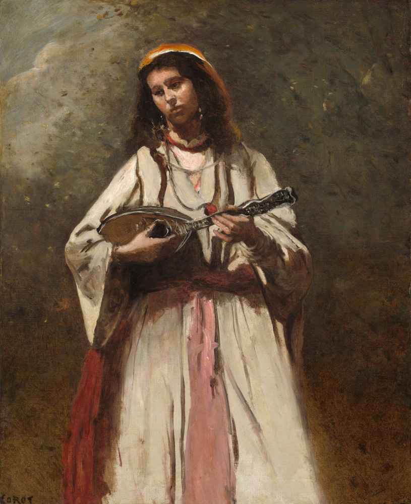 Gypsy Woman with Mandolin - Jean Baptiste Camille Corot
