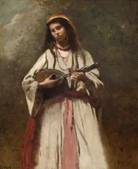 Gypsy Woman with Mandolin - Jean Baptiste Camille Corot