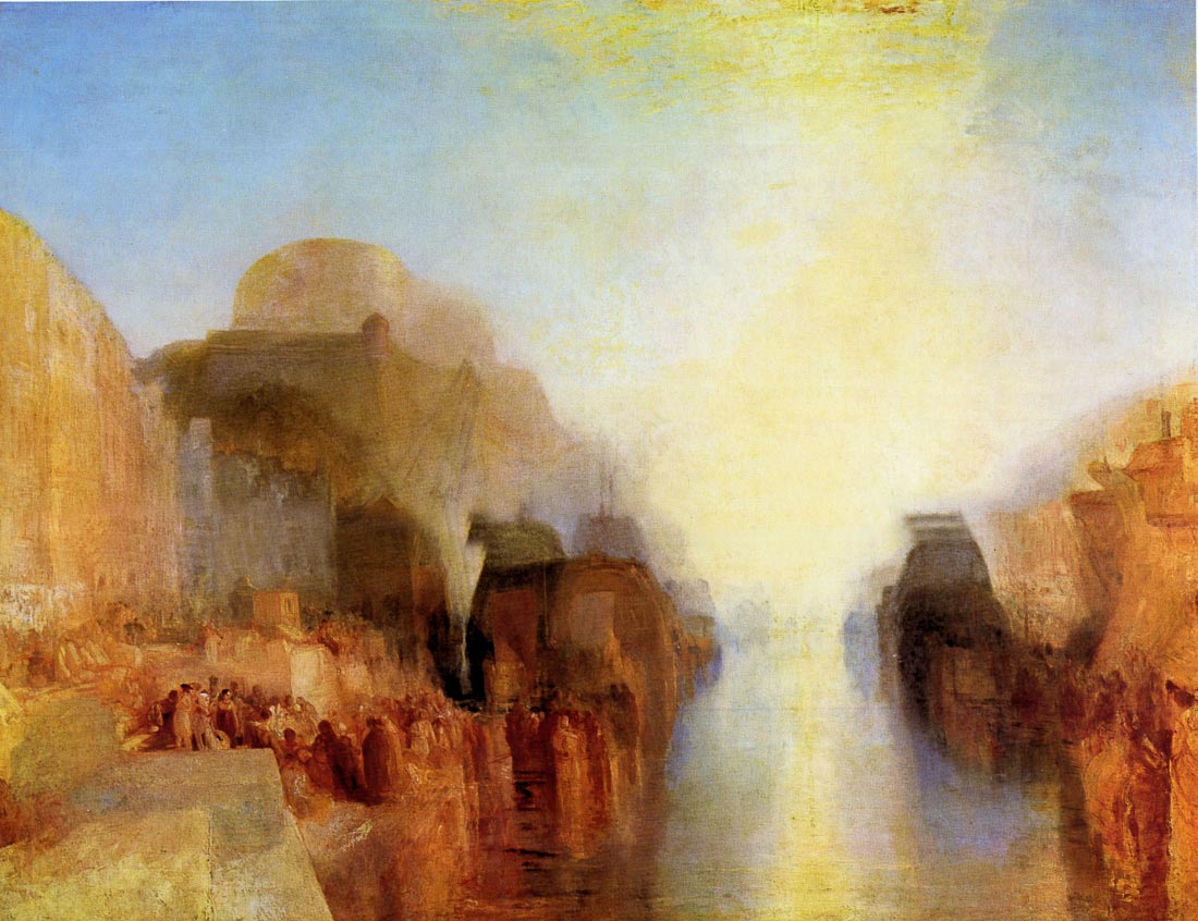 Harbor with town and fortress - Joseph Mallord Turner