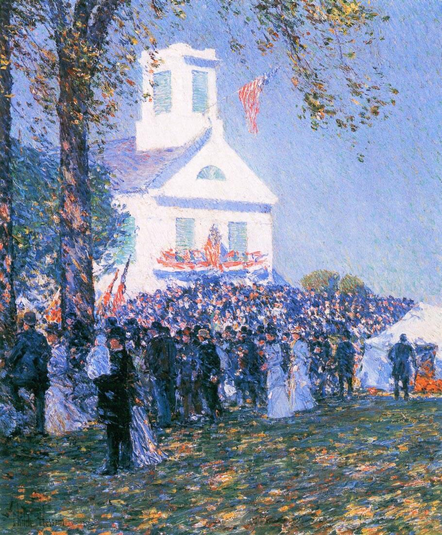 Harvest in a village in New England - Hassam