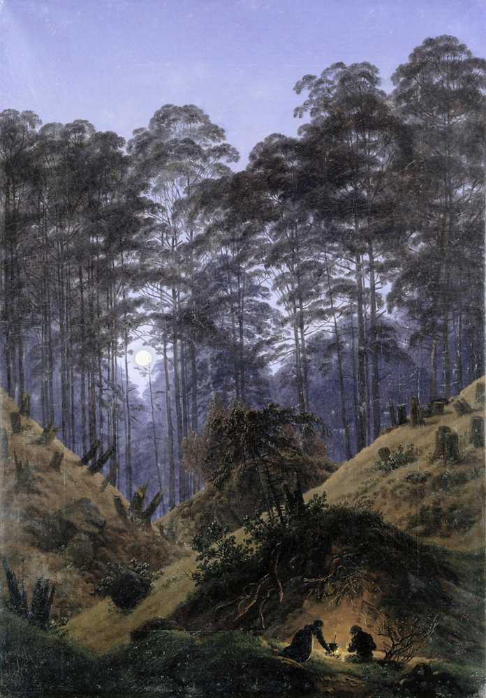 Inside the forest in the moonlight (circa 1823) - Caspar David Friedrich
