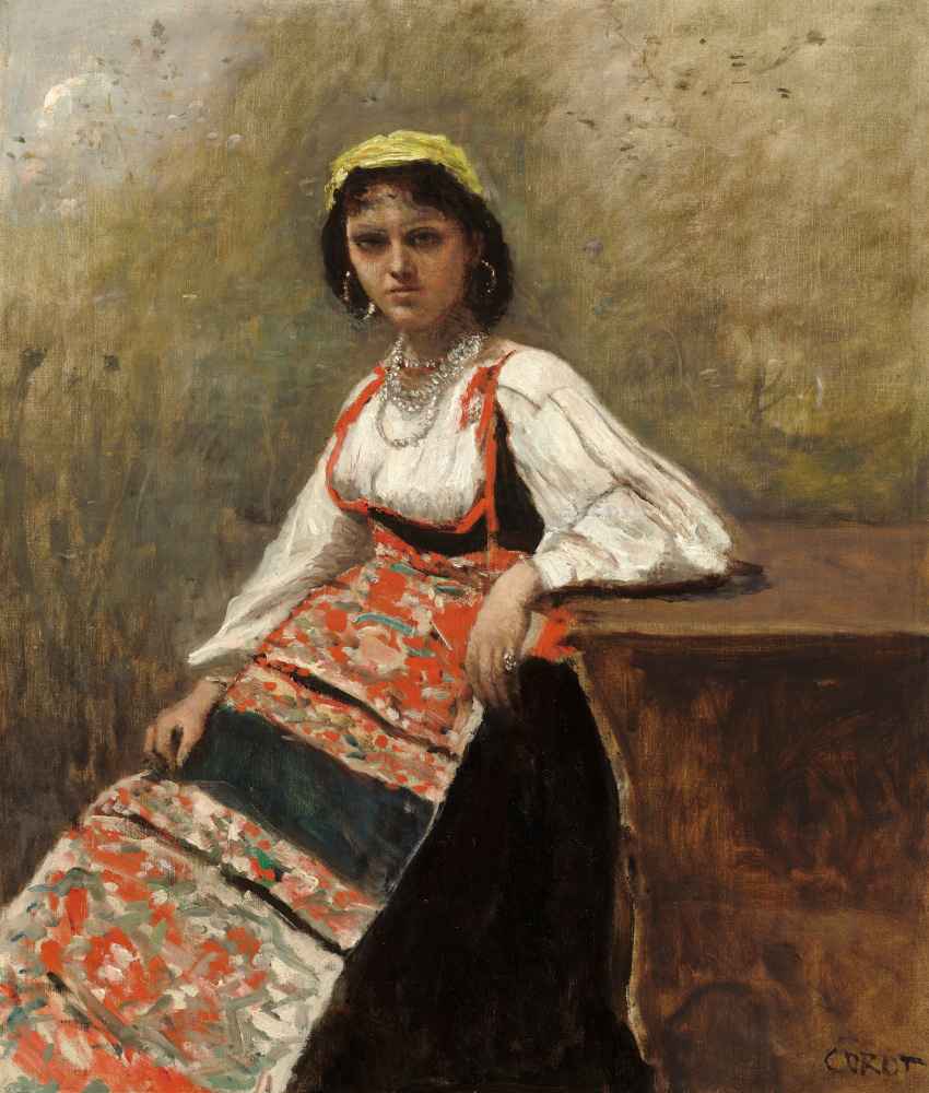 Italian Woman (La Morieri) - Jean Baptiste Camille Corot