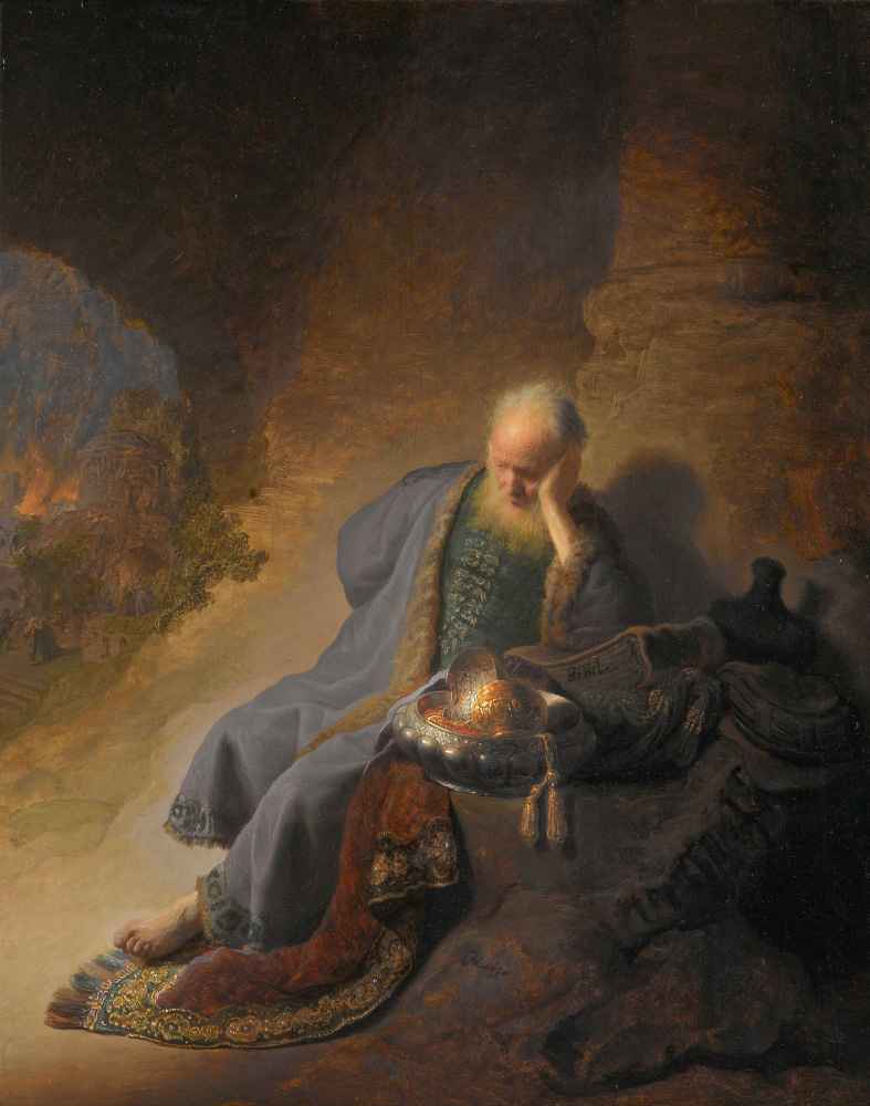 Jeremiah Lamenting the Destruction of Jerusalem - Rembrandt Harmenszoo