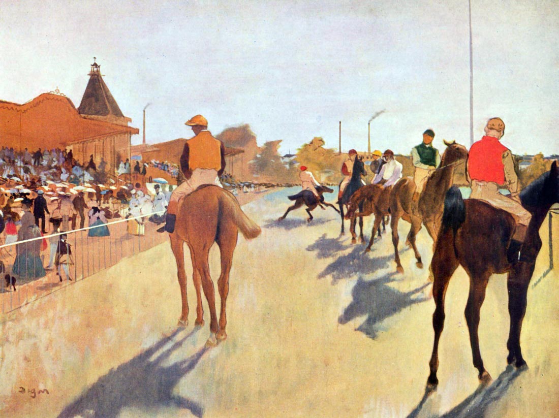 Jockeys in front of the grandstand - Degas