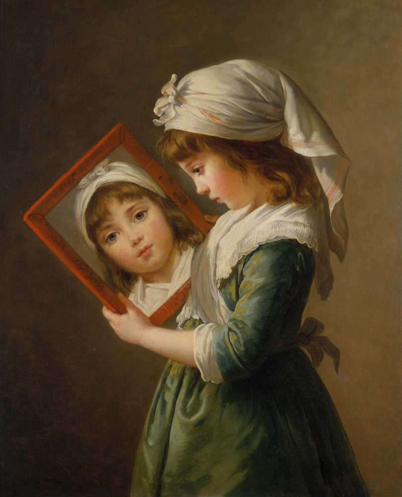 Julie Le Brun Looking in a Mirror (1787) - Elisabeth-Louise Vigee Le Brun