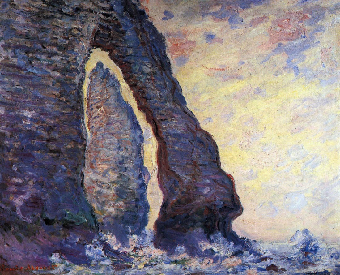 La Porte d Aval and the needle at Etretat - Monet