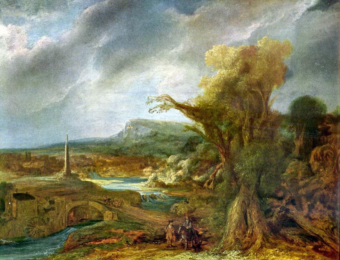 Landscape with Obelisk - Rembrandt