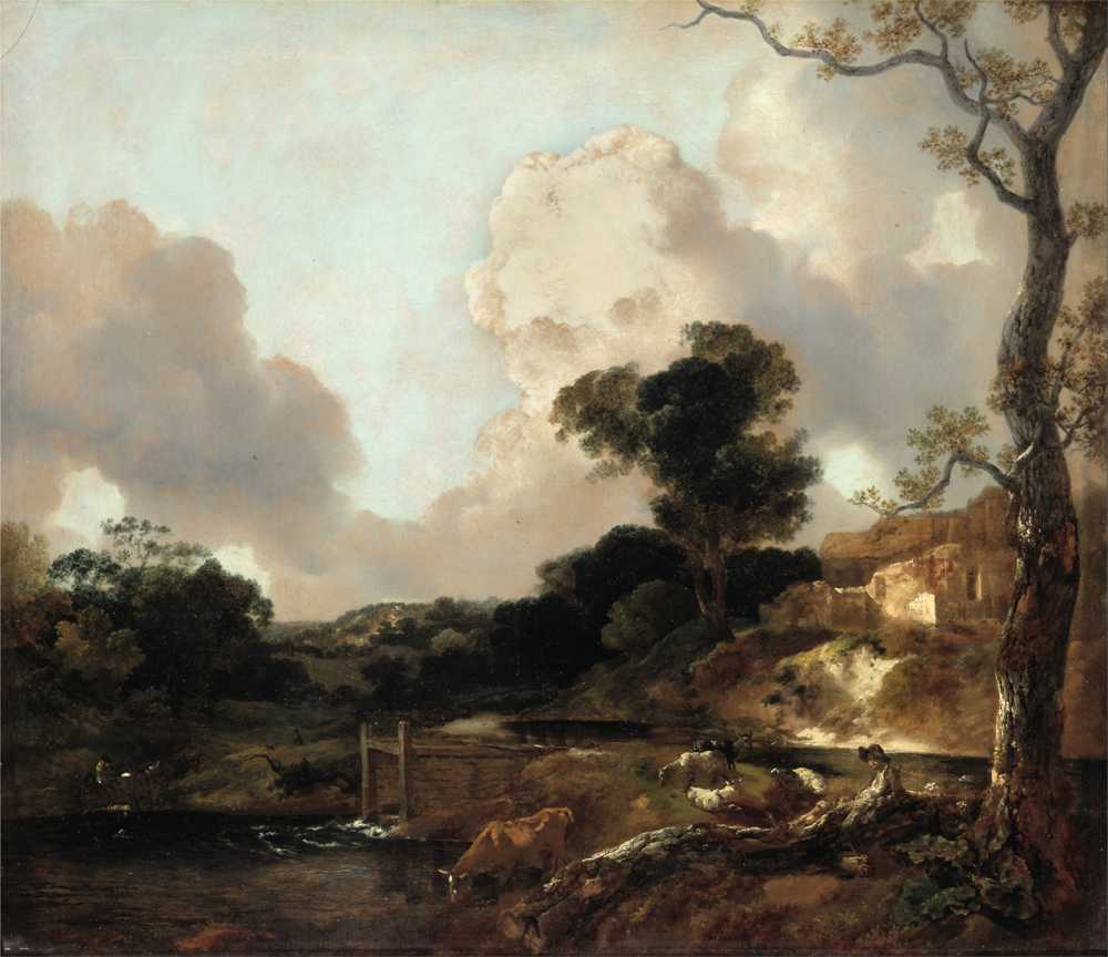 Landscape with Stream and Weir - Thomas Gainsborough