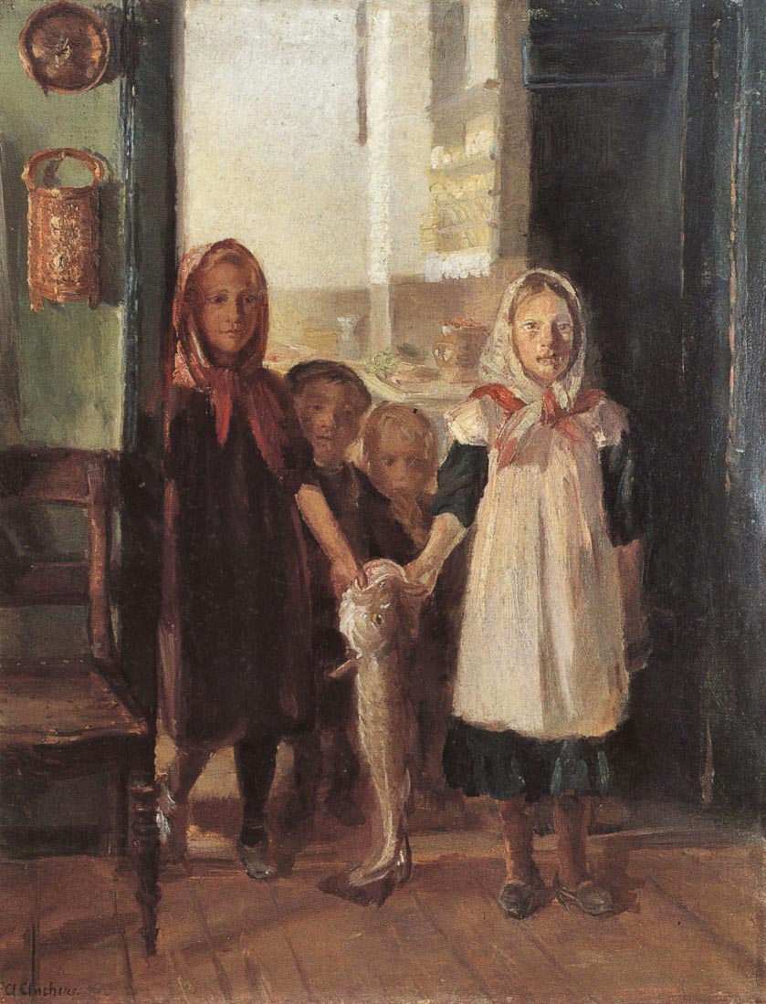 Little girl with a cod - Anna Ancher
