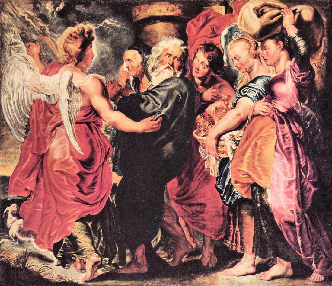 Lot with his family to leave Sodom - Rubens