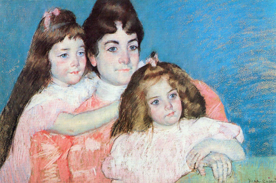 Madame A.F. Aude with her two daughters - Cassatt