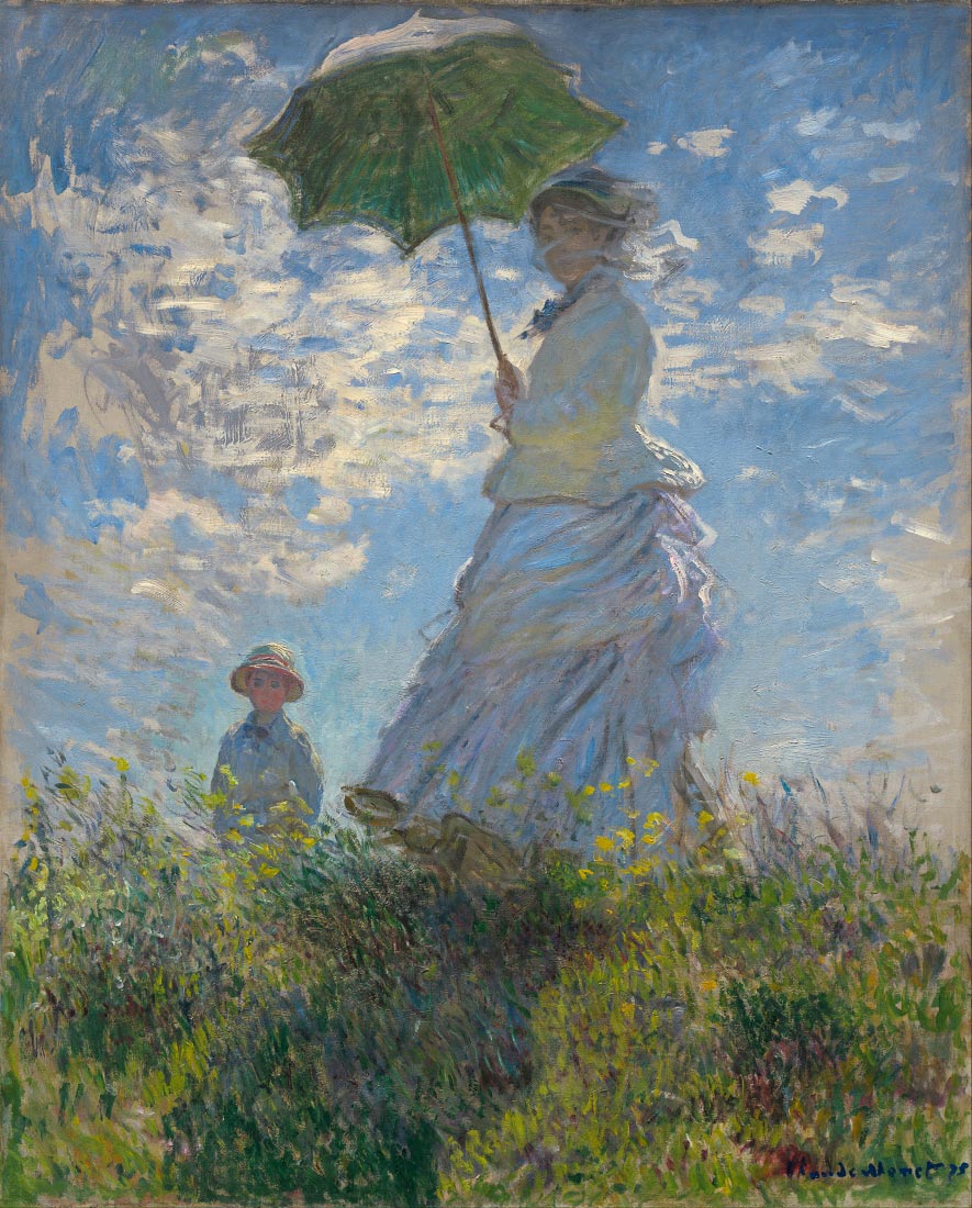 Madame Monet with umbrella and her son - Monet