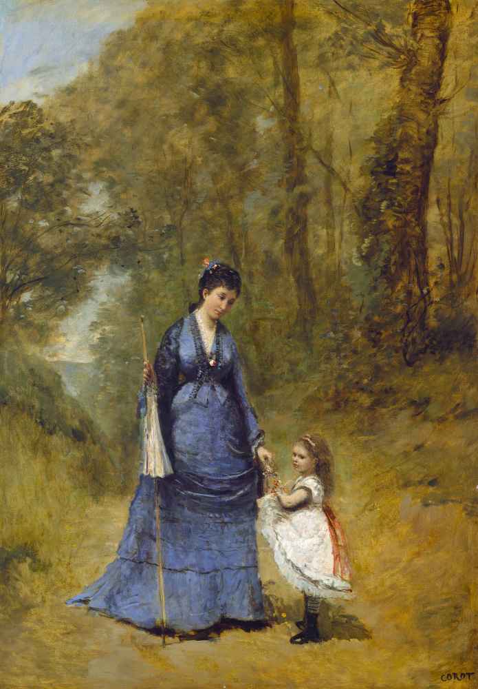 Madame Stumpf and Her Daughter - Jean Baptiste Camille Corot