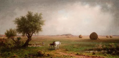 Mare and Colt in a Marsh - Martin Johnson Heade