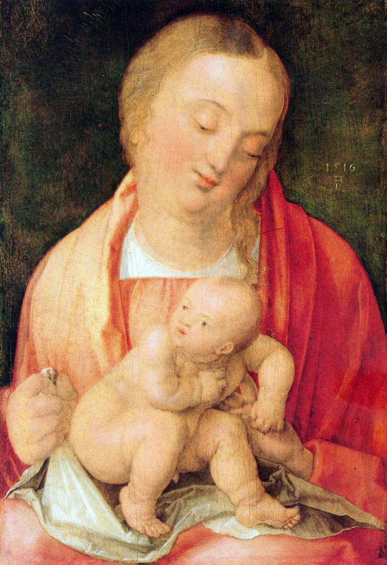 Mary with the child squatting - Durer