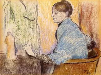 Mme Henri Rouart before a  statue - Degas