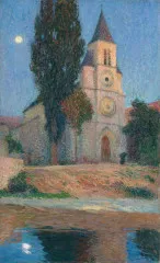 Moonrise Behind The Church Of La Bastide-Du-Vert (circa 19... - Guillaume Martin
