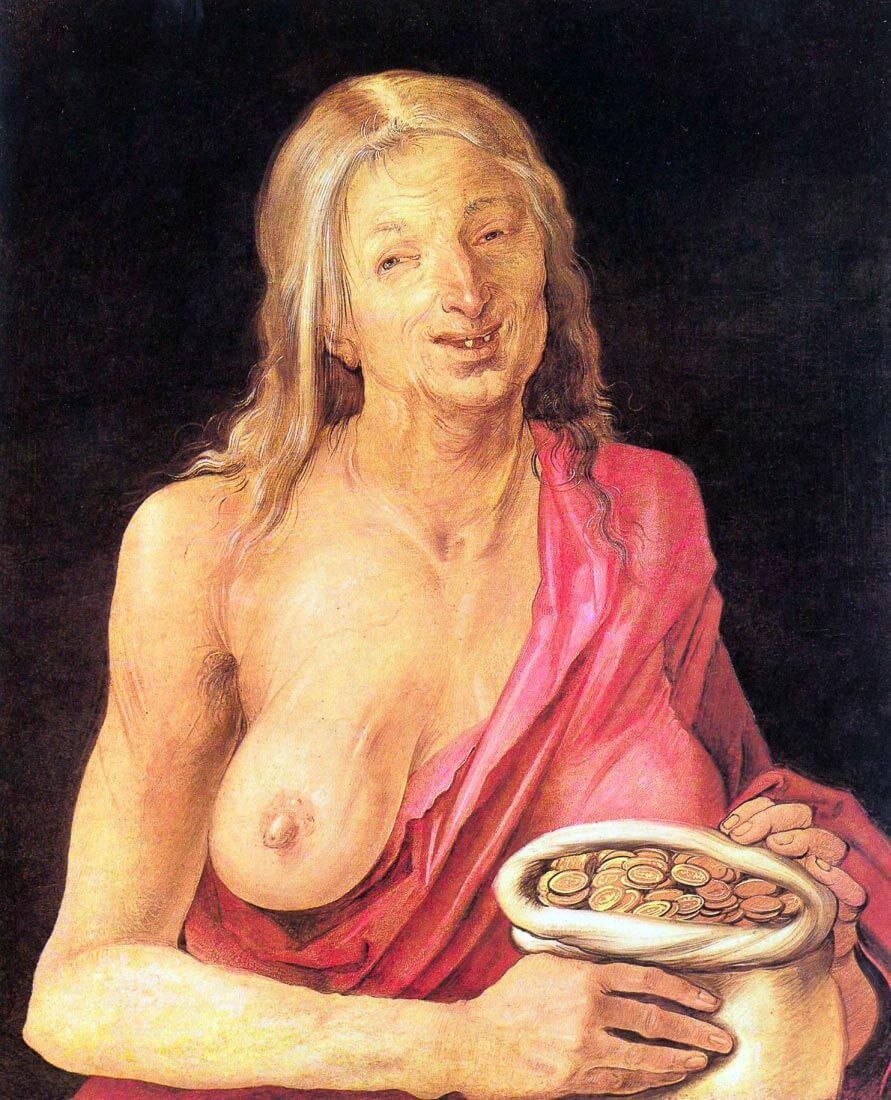 Old woman with a purse - Durer