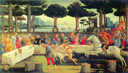 Paintings on Boccaccio Decameron Third episode - Botticelli