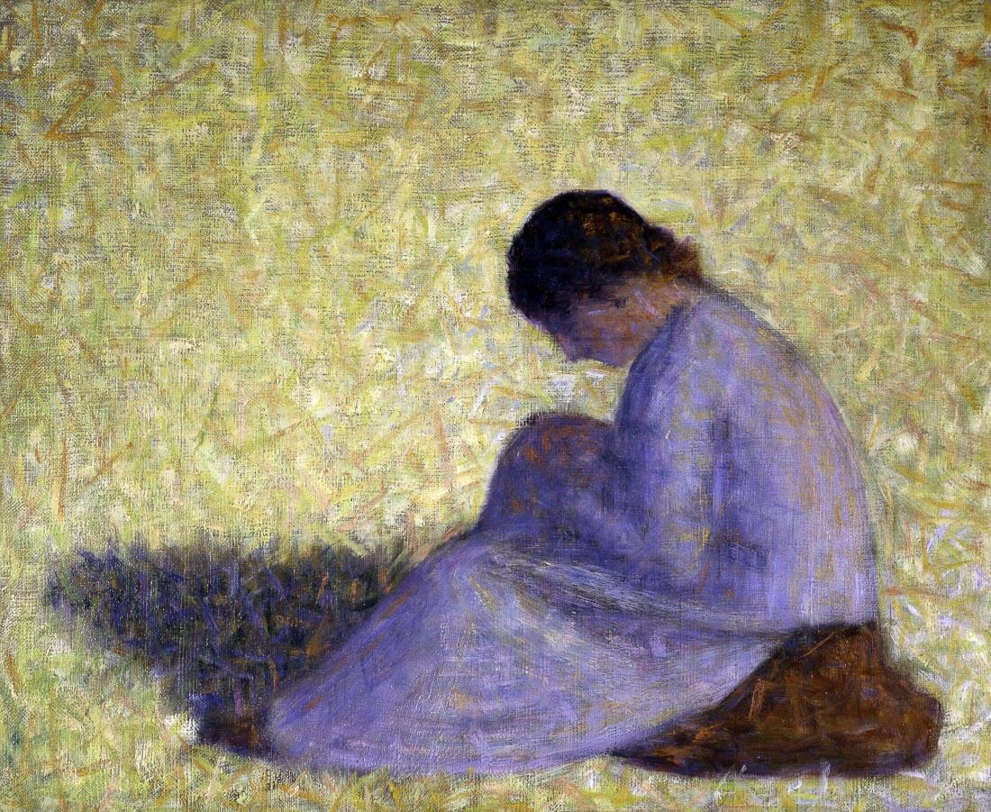 Peasant Woman Seated in the Grass - Seurat