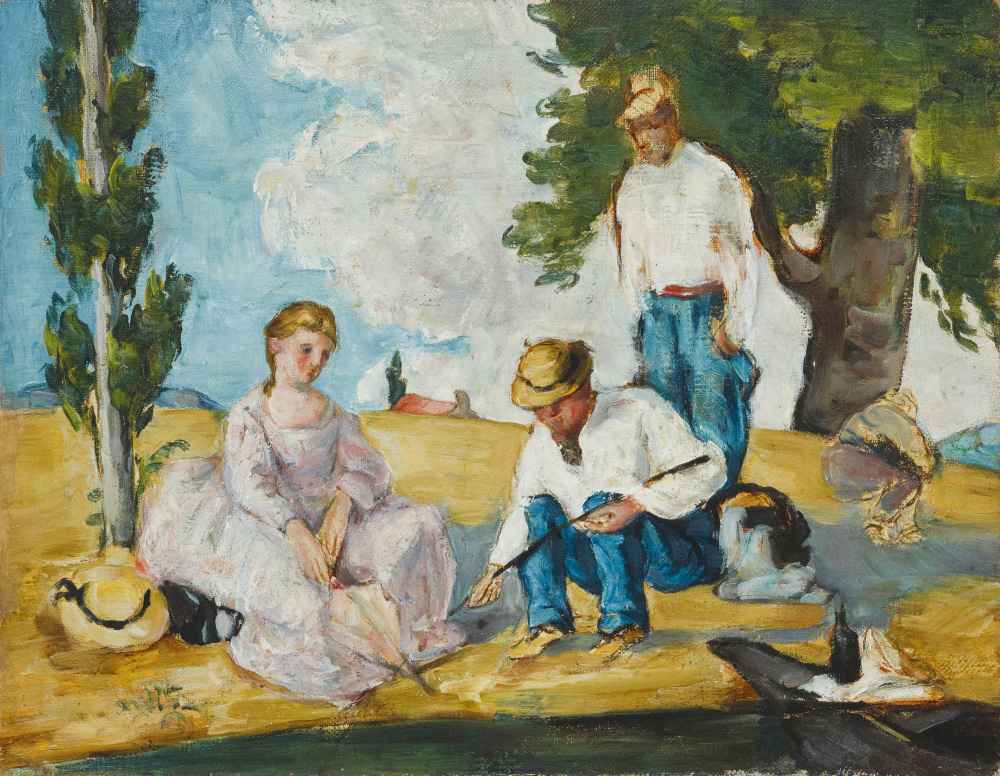 Picnic on a Riverbank - Paul Cezanne